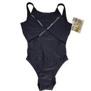 Anne Cole Collection One Piece Swimsuit Black with Mesh Size 6 NWT